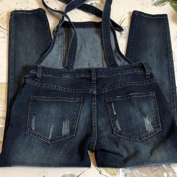 Free People Pocket Distressed Jean Overalls - Picture 7 of 9